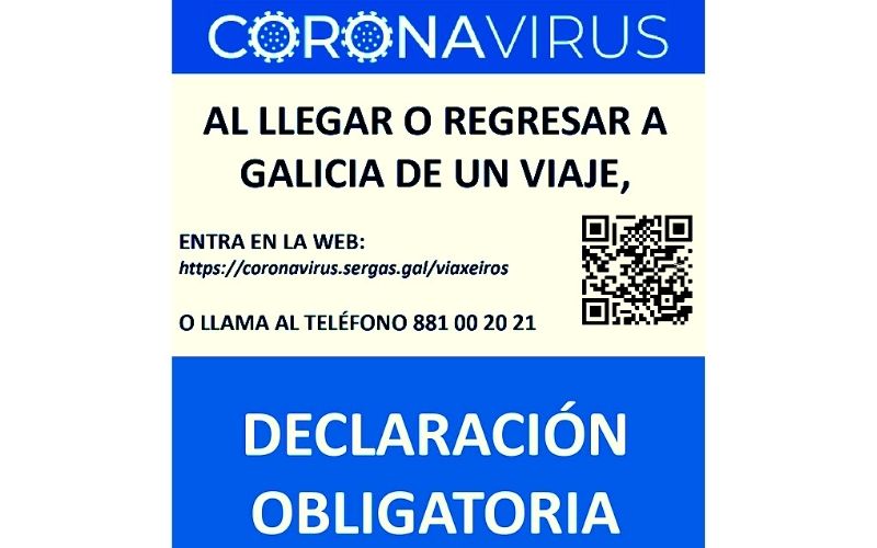 cartaz indicativo da declação obrigatória para entrada na Galícia