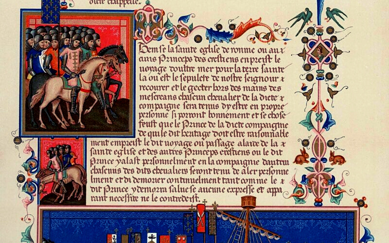 documento escrito em latim e ilustrado com imagens medievais